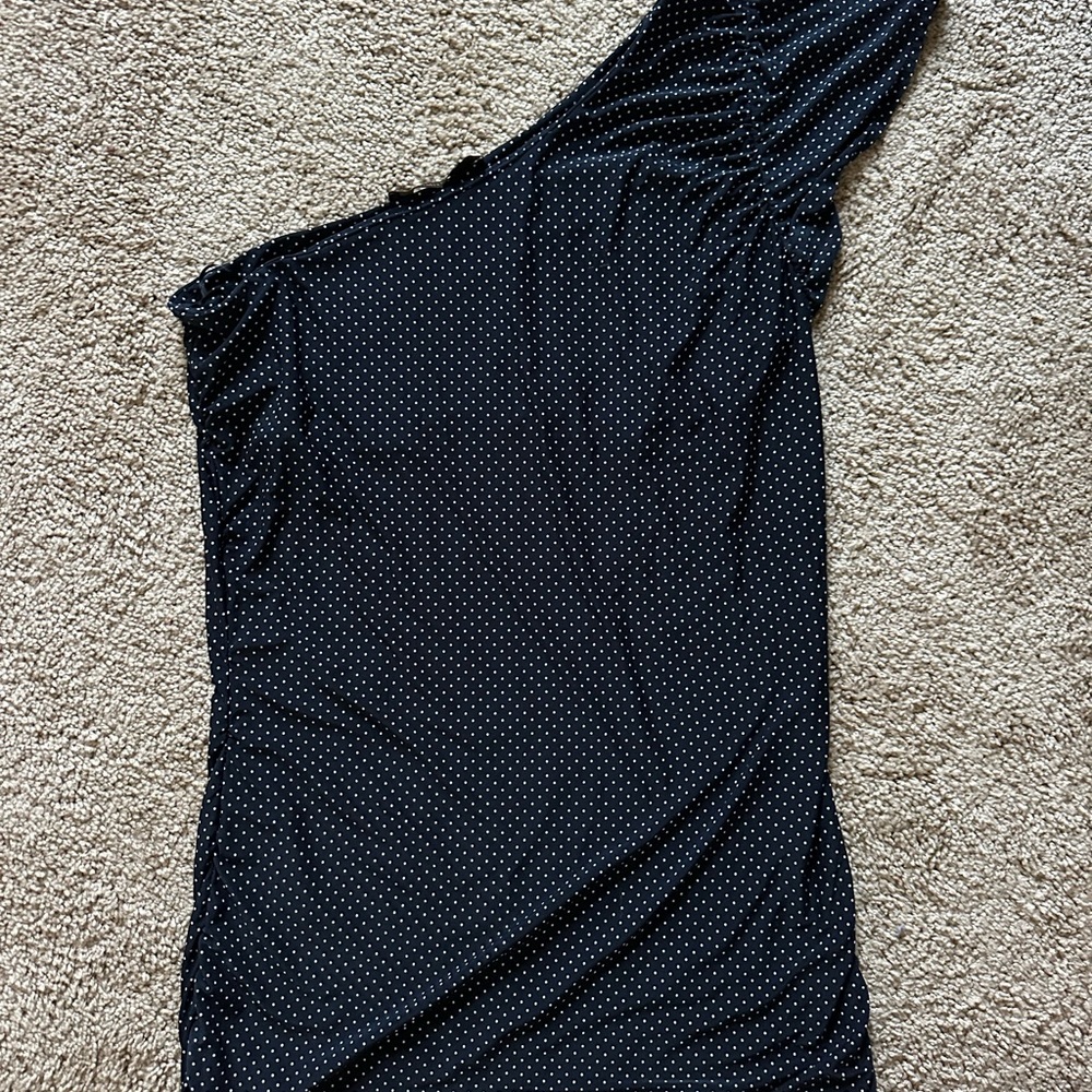 The Limited Navy Polka Dot One Shoulder Top